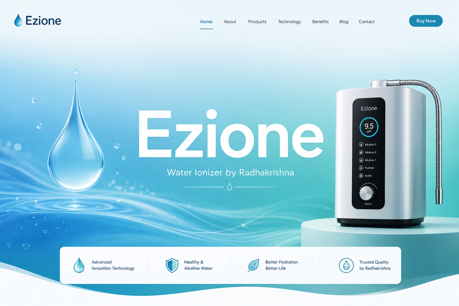 Ezione — by radhakrishna  Water Ionizer  Website - 5Stacks Portfolio
